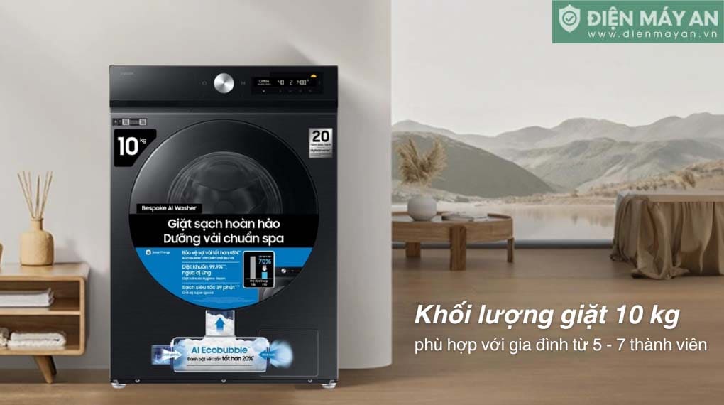 Máy giặt Samsung Bespoke AI EcoBubble Inverter 10 kg WW10DB7U34GBSV